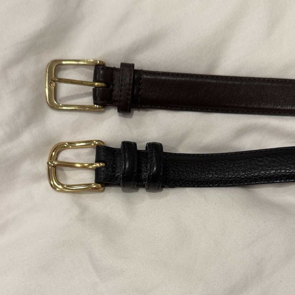 2 Classic Black and Brown Leather Belts